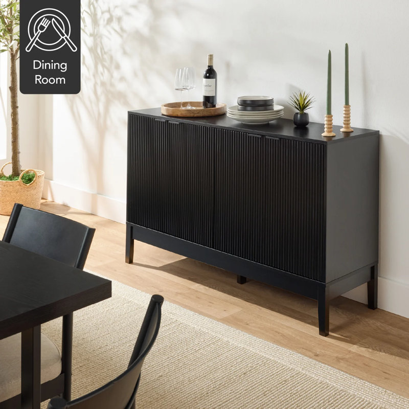 4-Door Storage Cabinet, Black