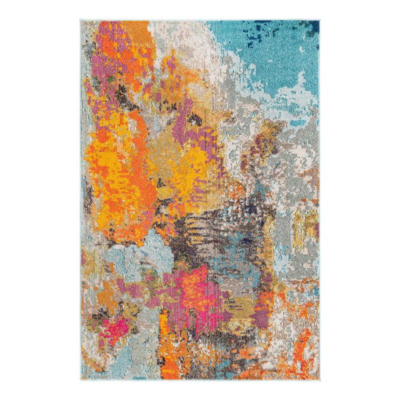 Washable Abstract Indoor Rug, Rectangle 4' x 6'