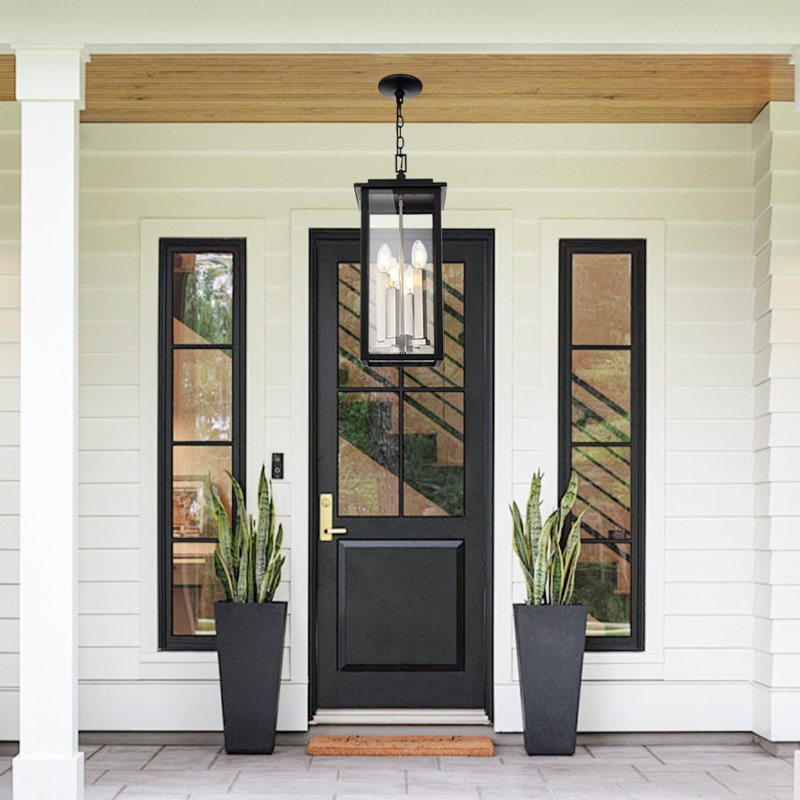 Harpor 4 - Light Outdoor Hanging Lantern, Matte Black/Brushed Nickel