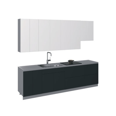 WALLKITCHENS FK-CONT 114 W x 24 D x 101 H Medium Density Fiberboard (MDF) Modern Full Kitchen in Gray 