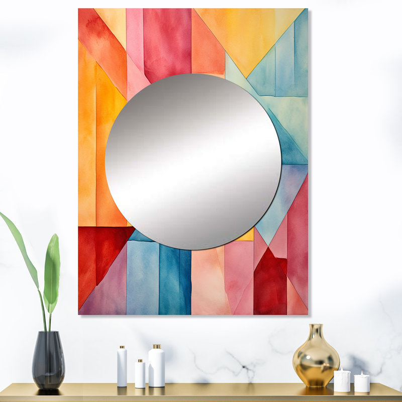 Futo couleurs pastel contrastant composition géométrique II - miroir mural décoratif géométrique, miroir moderne, art imprimé en métal
