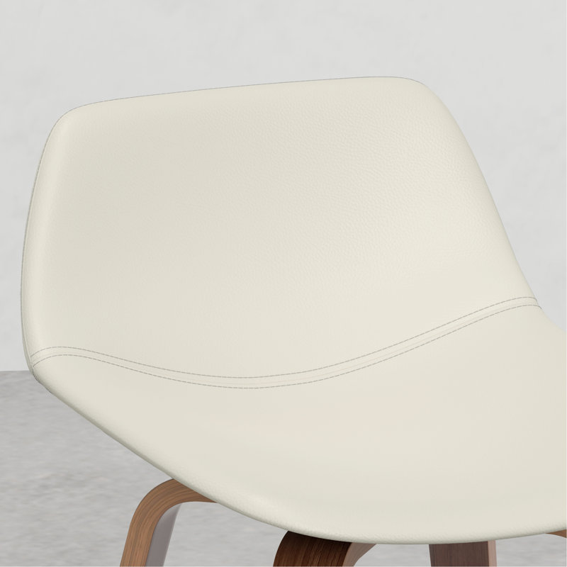 Tabourets Mid-Century modernes (2) - Siège et dossier crème avec placage brun Repose-pieds Accessoire de cuisine Tabouret de comptoir / de bar revêtu, repose-pieds, structure, thème