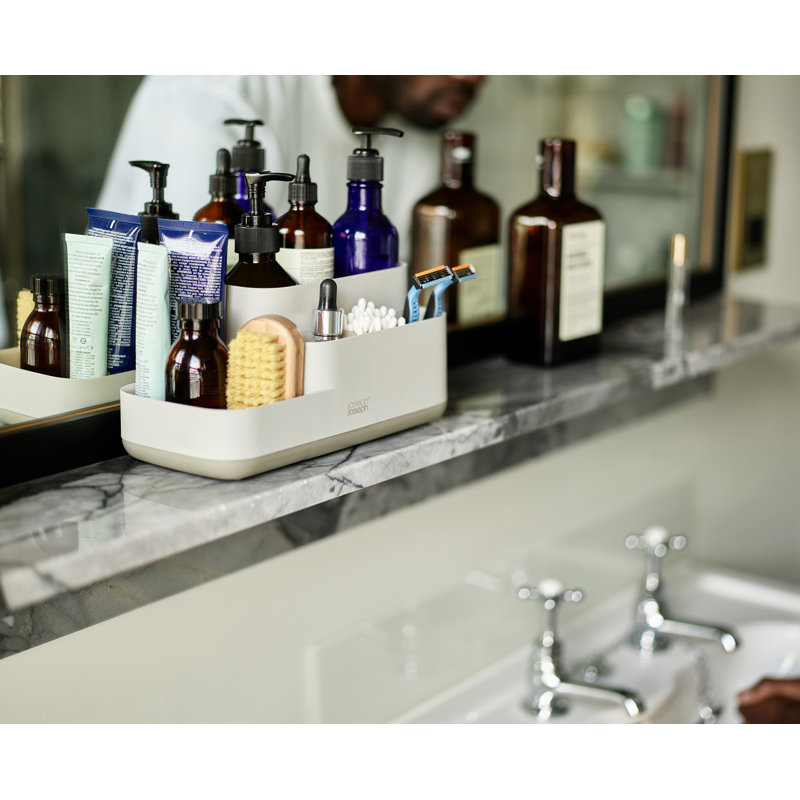 EasyStore Bathroom Countertop Storage Tray Organizer, Ecru