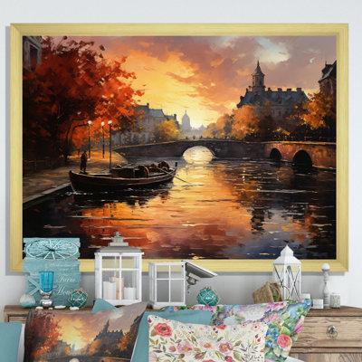«Yellow Canal Golden Glow Warm» sur impression sur toile