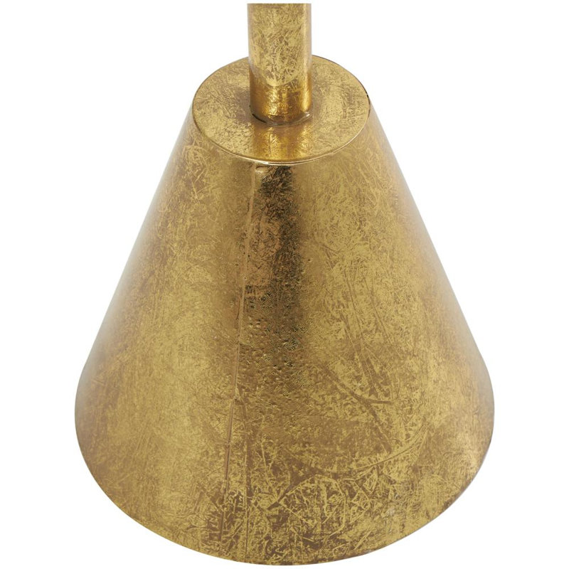 Table d'appoint à piédestal en métal avec plateau en verre, Plateau blanc / base or