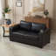 Canapé de salon 93,7 po en similicuir de style moderne, canapé à accoudoirs carrés avec porte-gobelet, canapé de rangement-1489293832