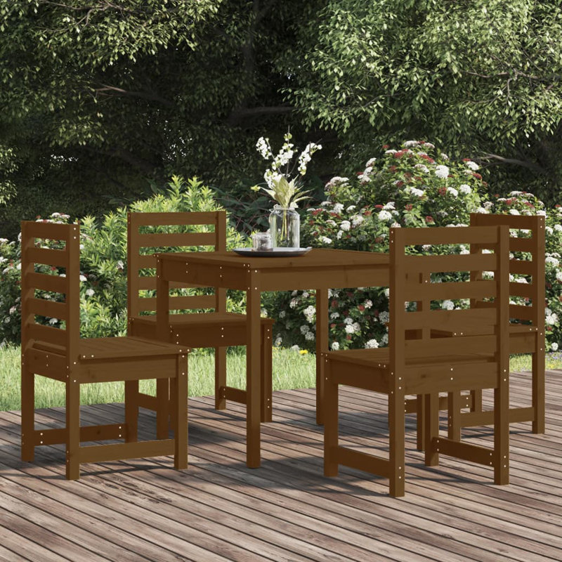 Dunnavant 4 - Person Patio Dining Set with, White, 76cm H x 82.5cm W x 82.5cm D