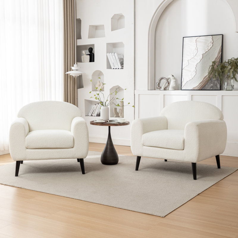 Deivi Upholstered Accent Chair with Round Arm, Beige Polyester