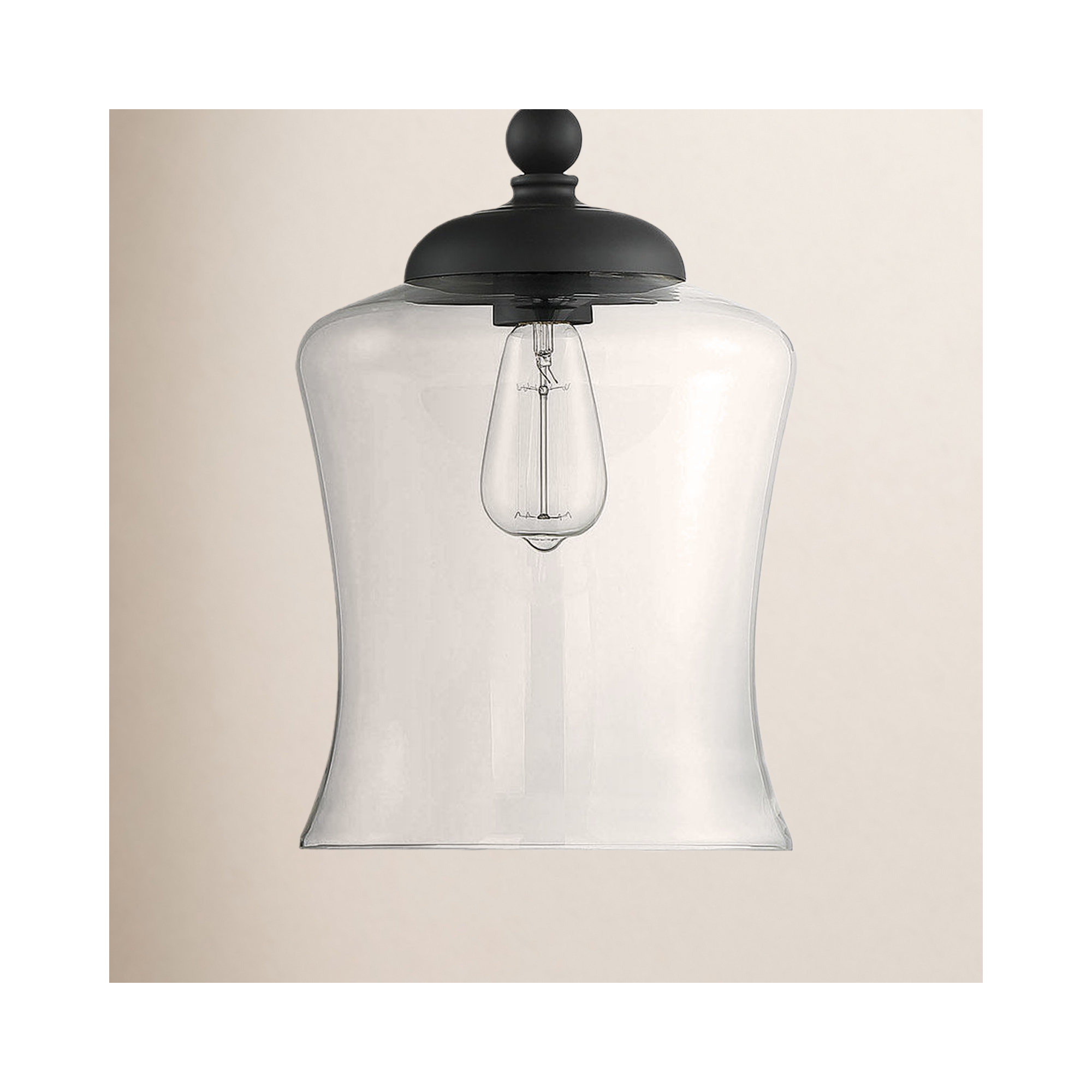 Pinedale Single Light Glass Dimmable Pendant, Matte Black