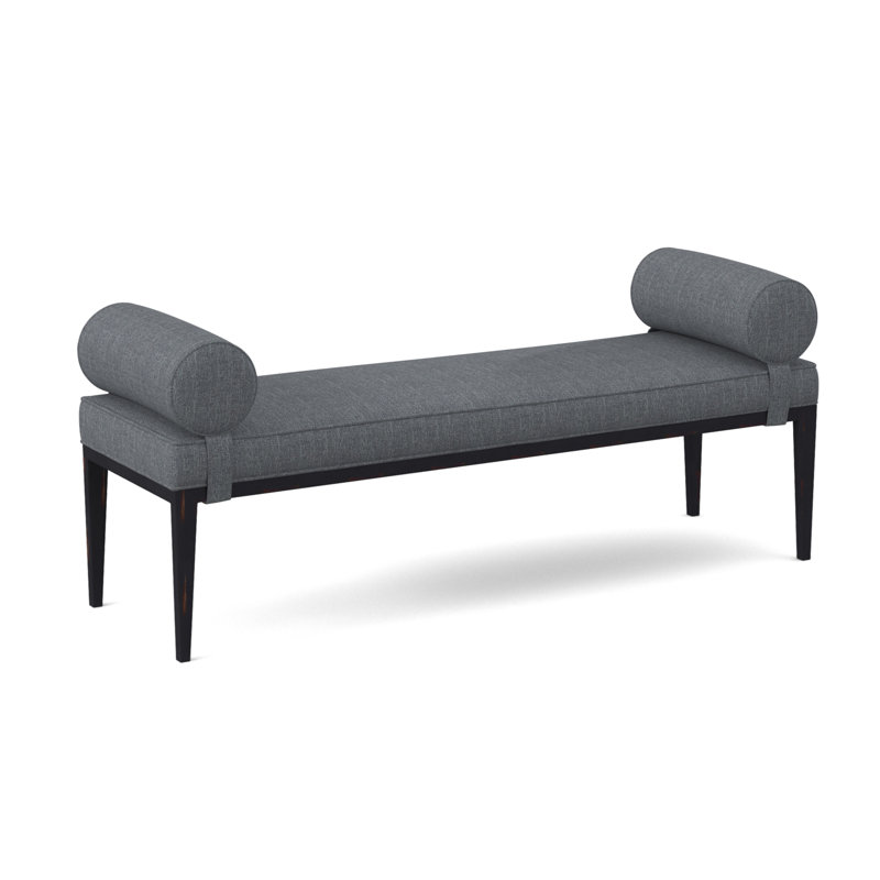 Brooklyn Upholstered Bench, Vintage Ebony, Elise Harbor 100% Polyester