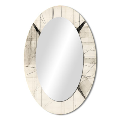Minimalist Black And White VI - Black Modern Oval Wall Mirror