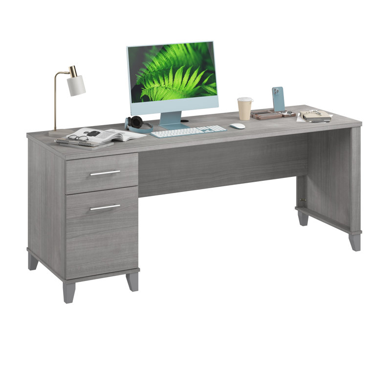 Bureau 72W avec tiroirs gris platine, Gris platine