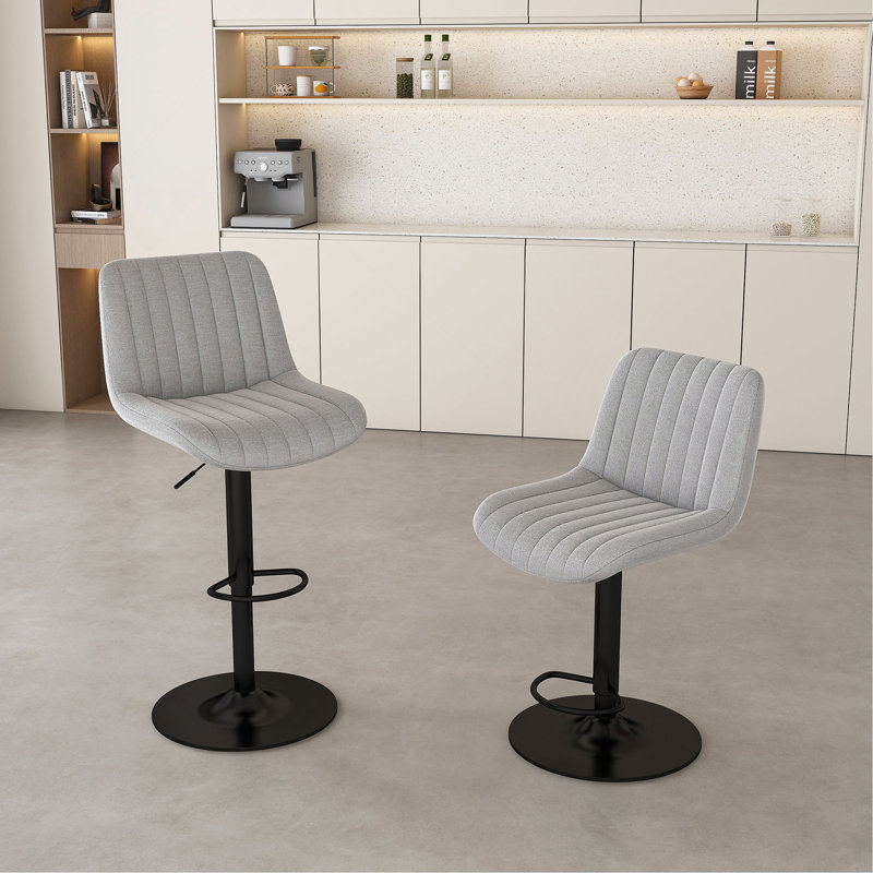 Swivel Bar Stools With Adjustable Height (35.03-43.7 Inches), Backrest, And Soft Knit Fabric - Ideal For Kitchen Island, Bar Counter, Dining Room(Set Of 2)