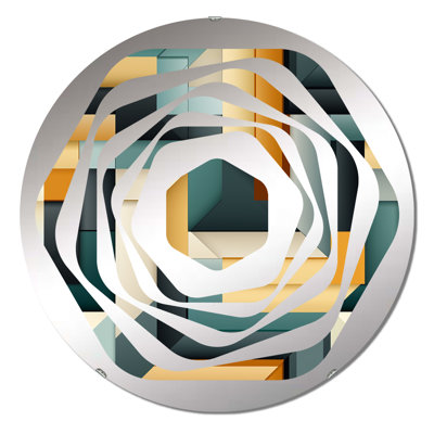Green And Yellow Geometric Chic Pattern - Amorphe Decorative Mirror