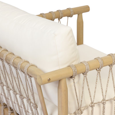 Light Teak Acacia Wood Rope Club Armchair