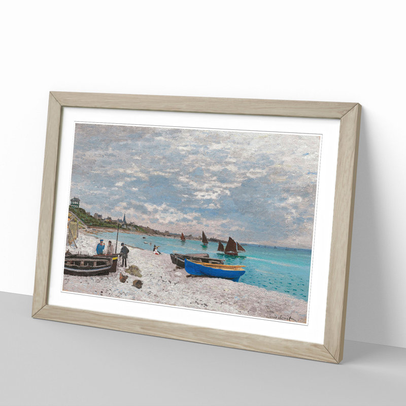 The Beach at Sainte Adresse by Claude Monet - Framed Print, 48cm H x 65cm W x 2cm D, Oak Framed