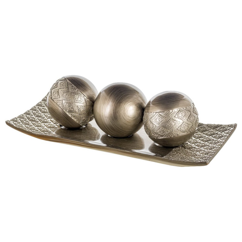 Dublin 4 Piece Coffee Table Tray and Orb Set