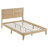 Full Size Solid Wood Bed with Rattan Headboard and Central Support