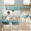 Fauteuils empilables modernes en plastique bleu, fabrication en PP toutes saisons, dossier à lattes, assemblage, convenant au jardin et au balcon, 4 pièces de couleur bleue ergonomique, capacité de charge élevée, espace, patio