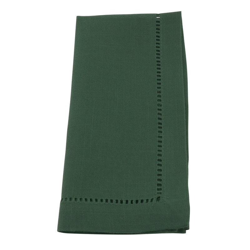 Rowles Hemstitched Border Dinner Napkin, Jasper Green, 18" L x 18" W