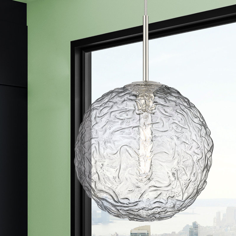 Barrington - 1 Light 10" Cord Hung Mini Pendant - Bulb Not Included -  Satin Nickel Finish, 139.75" H x 12" W x 12" D