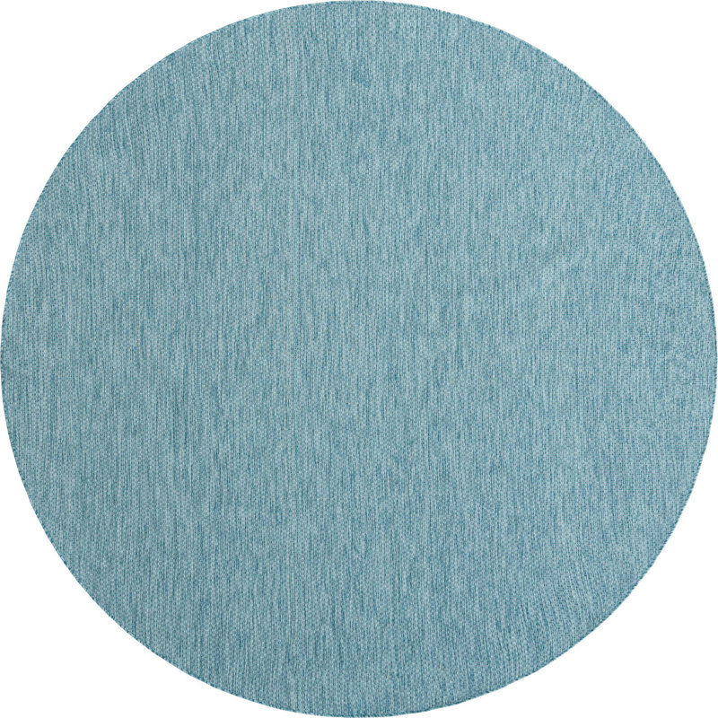 Avaughn Indoor/Outdoor Area Rug, Round 13', Aqua 