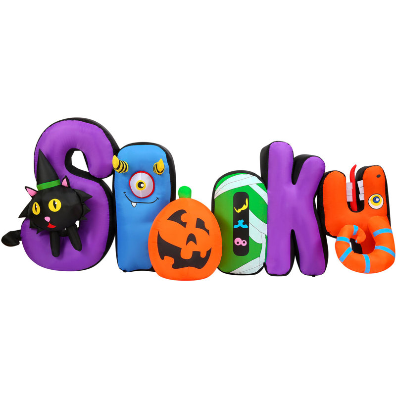9-Ft Multicolor Polyester Halloween Inflatable Sign with LED Lights