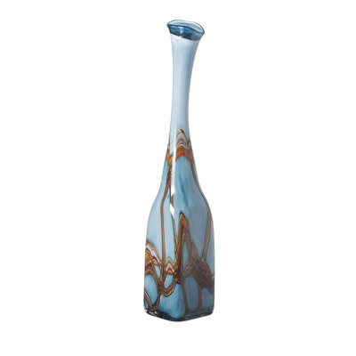 Vase de table en verre bleu 27,5 po