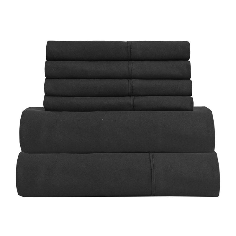 Ensemble de draps en microfibre Yelena, Simple, Noir