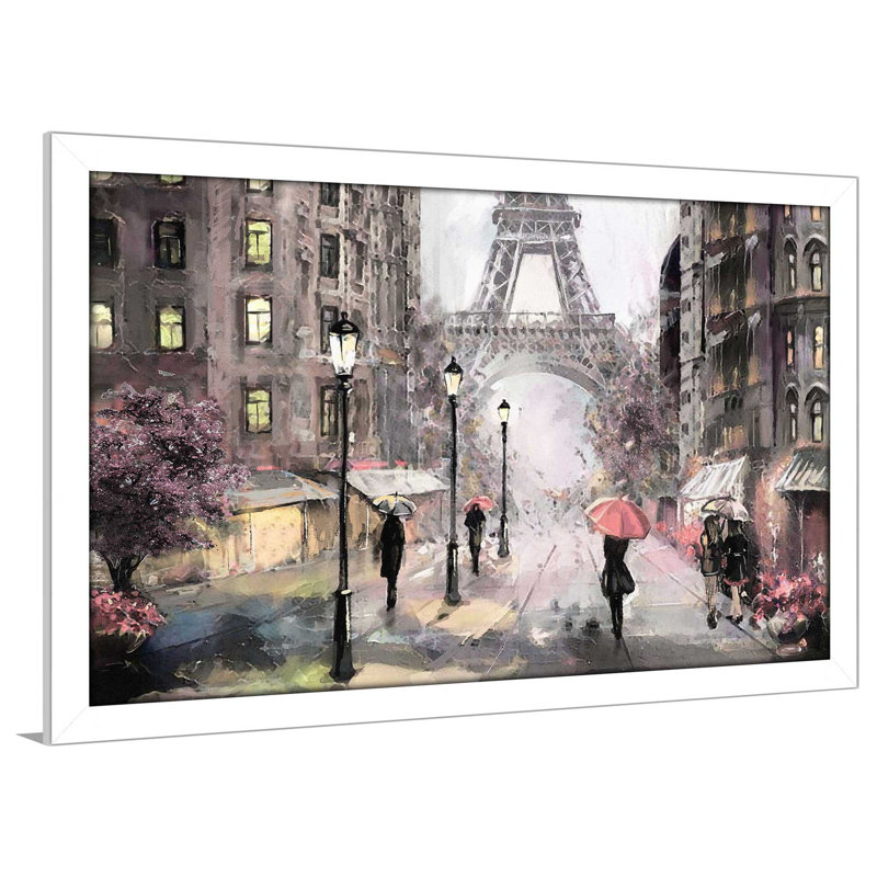 «Paris Streets II», reproduction encadrée, H 21,5 po x l 27,5 po x P 0,75 po, Cadre blanc