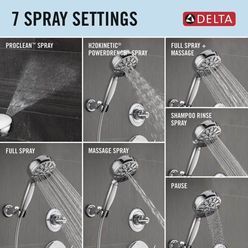 ProClean 7-Spray Wall-Mount Handheld Shower Head, High Pressure Spray Hand Shower with Hose, Lumicoat Polished Nickel