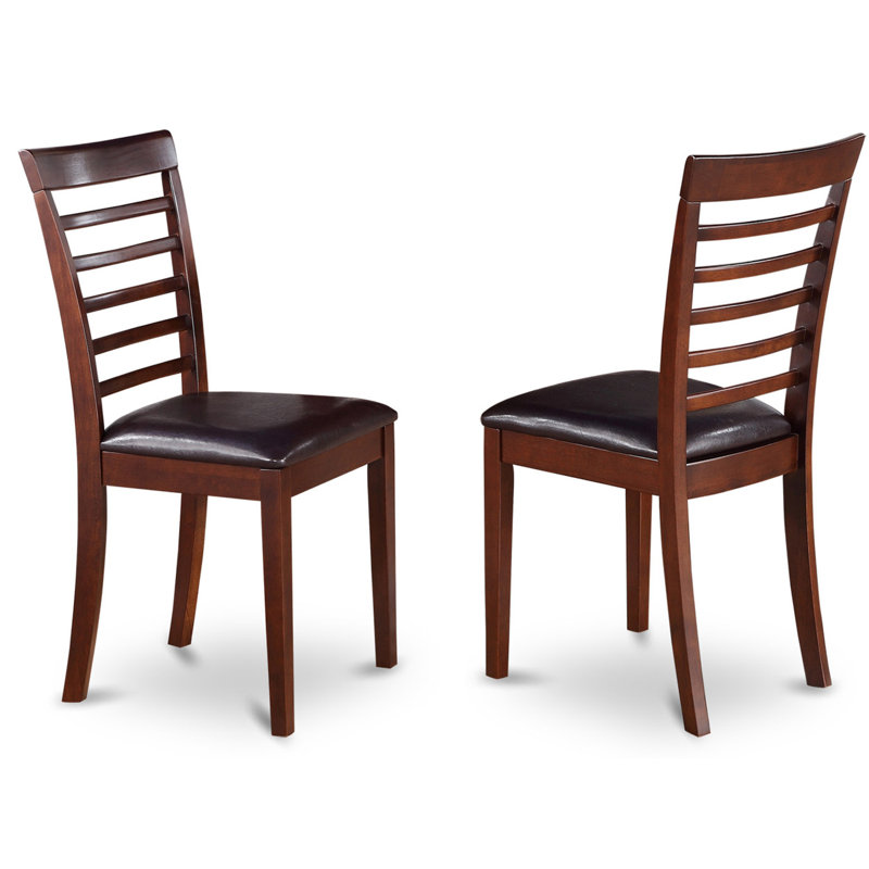 5 Piece Dining Room Furniture Set Includes a Round Kitchen Table with Pedestal and 4 Faux Leather Upholstered Dining Chairs, 36x36 Inch, Mahogany