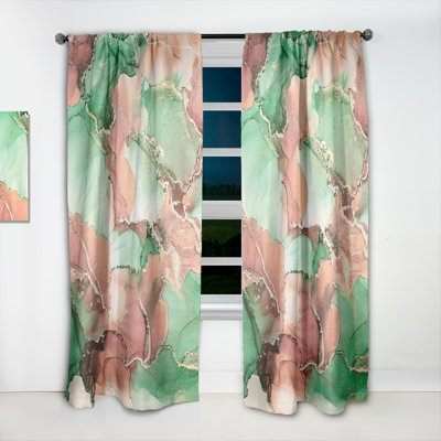 Luxury Abstract Semi-Sheer Thermal Rod Pocket Single Curtain Panel