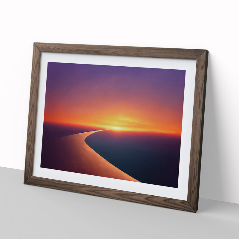 Showstopping Ocean Beach Sunset - Framed Print, 46cm H x 64cm W x 2cm D, Walnut