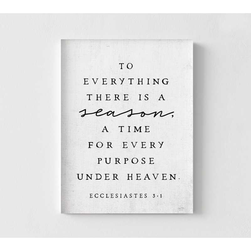 «To Everything There Is A Season», affiche encadrée Ecclesiaste 3: 1, décor de salon minimaliste grand, très grand plan de dieux