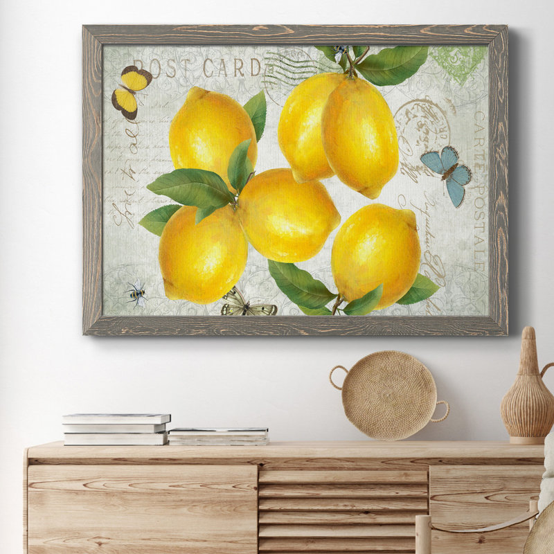 Carte postale citrons - reproduction de photo encadrée, Encadré gris, H 31 po x l 44 po x P 1 po