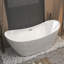 Baignoire autoportante en acrylique blanc brillant avec trop-plein chromé et bonde escamotable