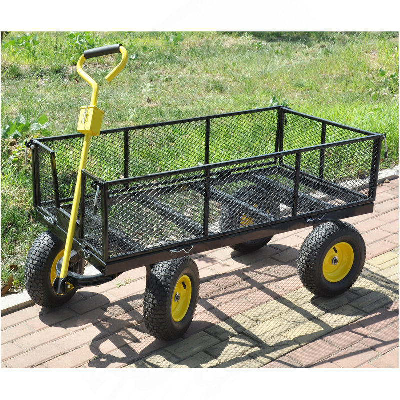 Les chariots de jardin BIG Wagon Cart facilitent le transport du bois de chauffage jaune et noir. La charge statique maximale est de 880 lb.