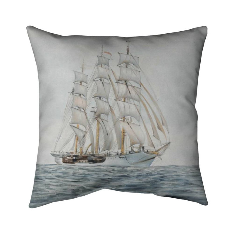 Ship by a cloudy day | Poly Twill Throw Pillow Insert
