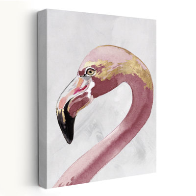Flamant rose doré - Illustration aquarelle d'animaux, art flamant rose