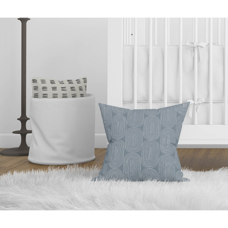 Coussin Earthy Embrace, H 18 po x l 18 po, Bleu géométrique