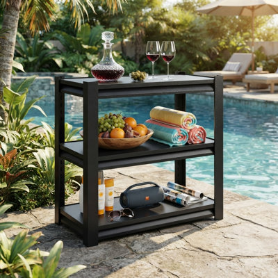 Étagère de rangement robuste en métal à 3 niveaux réglables de 86 cm de large, résistante à l'eau et à la rouille, idéale pour le garage, la terrasse, la cuisine ou le jardin.