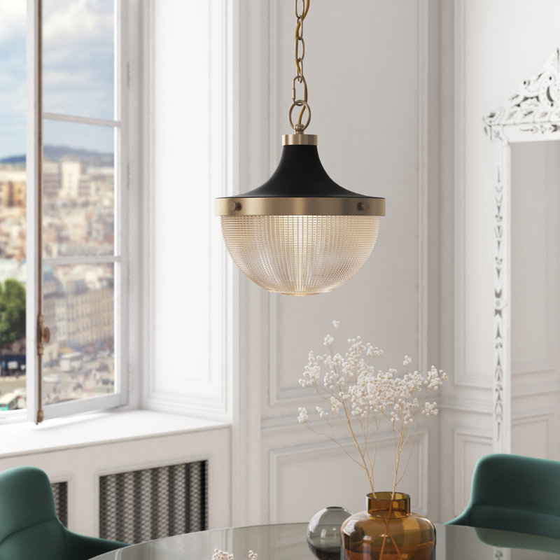 Luminaire suspendu unique à 1 lumière Layla, Bronze brillant, H 11,38 po x l 10 po x P 10 po