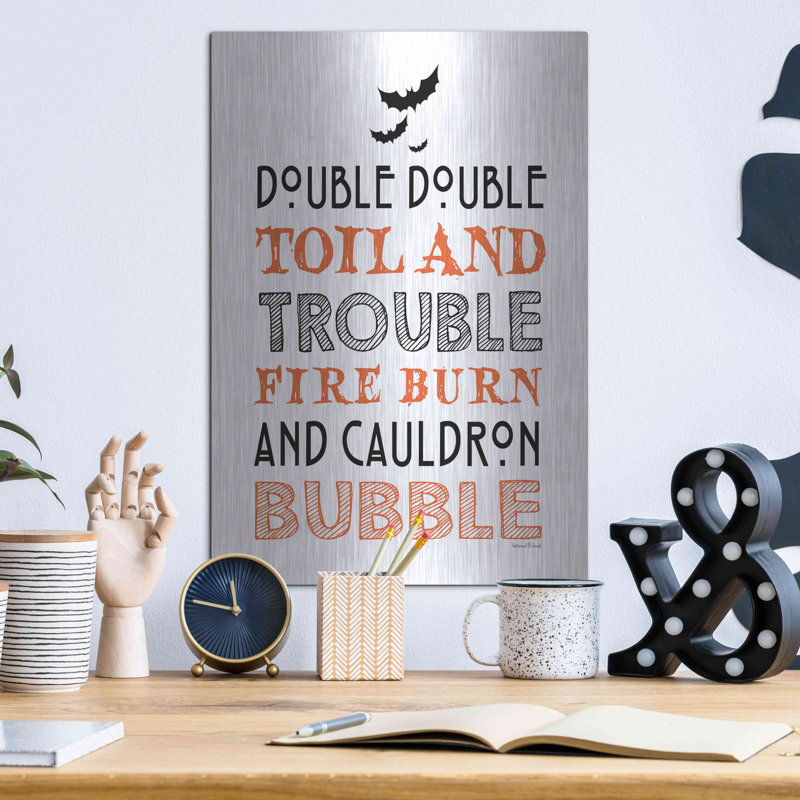 «Toil And Trouble» par Lettered & Lined, art mural en métal, H 16 po x l 12 po