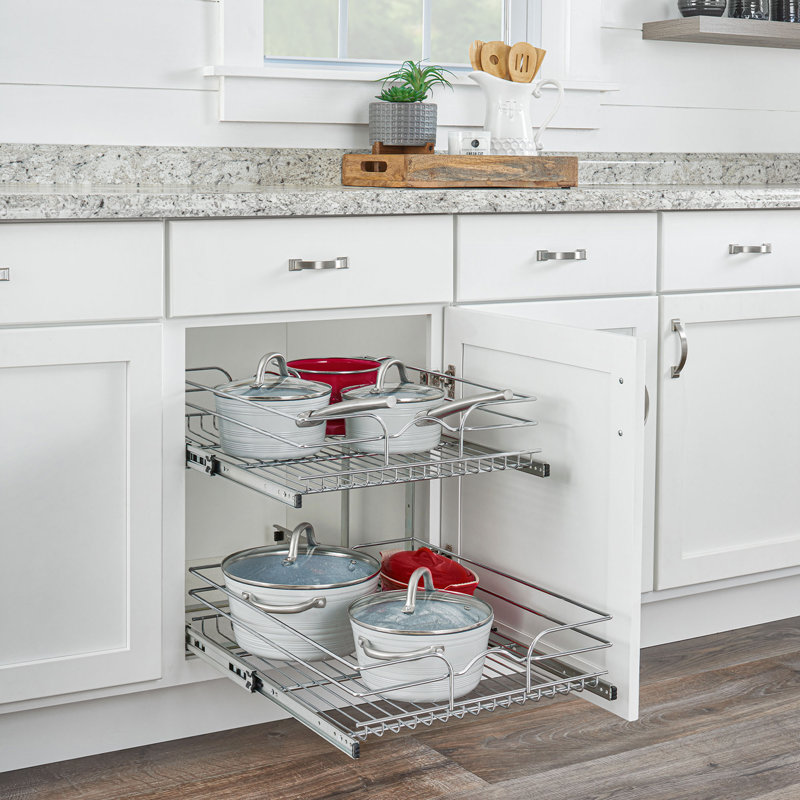 Rev-A-Shelf Pullout 2-Tier Basket Organizer for Kitchen or Vanity Cabinets , 18" W, 22" D