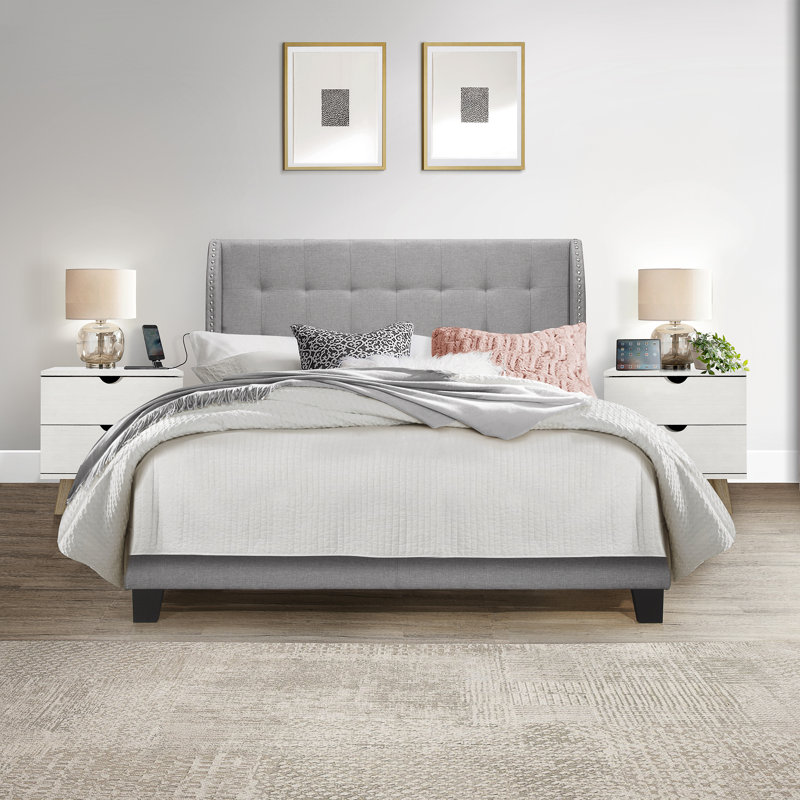 Upholstered Wingback Bed, Queen