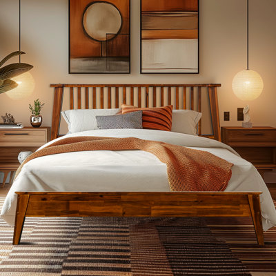Base de lit plateforme en bois massif de qualité supérieure avec tête de lit Kaylin - capacité de 800 lb, sans sommier, convient à tous les matelas