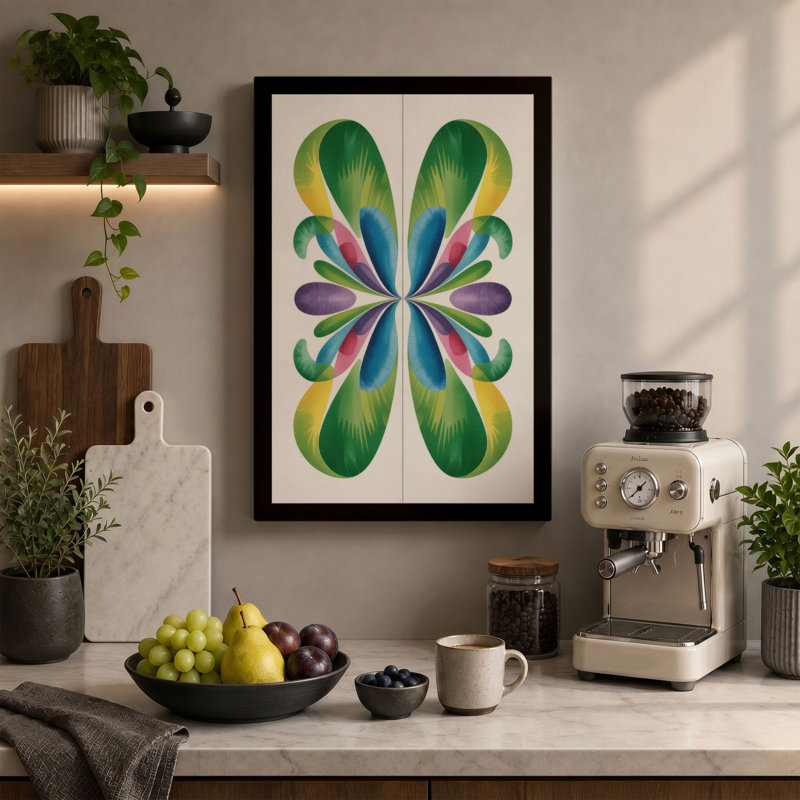 Radiant Mandala Botanical - Wrapped Canvas, 24x16 - 61.0 x 40.6 cm, Taupe Border