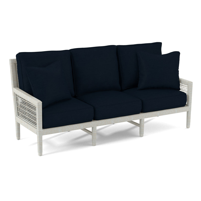 Pine Isle 76" Square Arm Sofa with Reversible Cushions, Navy Textured, 0805-61, Celery