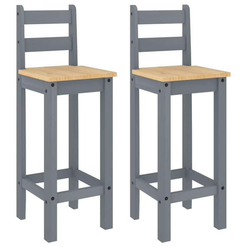 Aastha Solid Wood Counter Stool, Gray